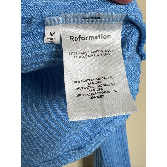 Reformation Blue Ribbed Button-Up Blouse - Picture 5 of 5